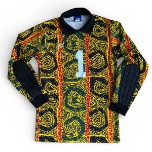Vintage Umbro Goalkeeper Soccer Jersey #1 Long Sleeve Padded 90s Abstract Small
